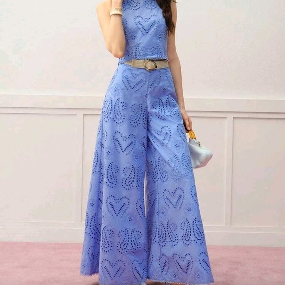 MOTF PREMIUM EYELET EMBROIDERY BLOUSE & WIDE LEG PANTS - Picture 1 of 8